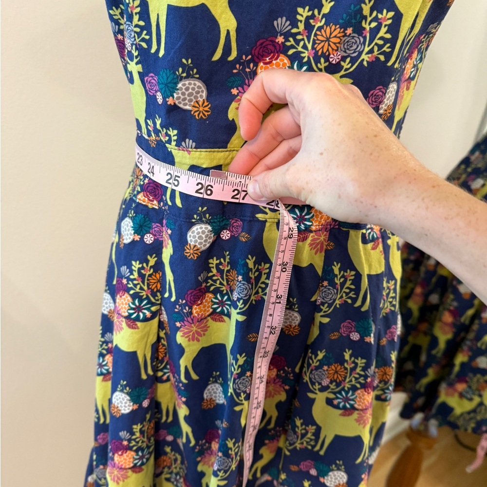 Retrolicious Small Deer print dress cotton Like New - Picture 7 of 9
